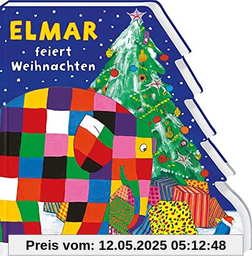 Elmar: Elmar feiert Weihnachten: Auffällig gestaltetes Pappbilderbuch