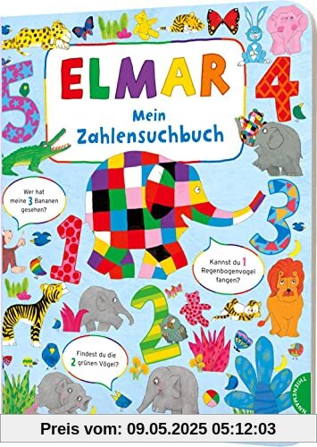 Elmar: Mein Zahlensuchbuch: Zählen lernen mit dem bunten Elefanten