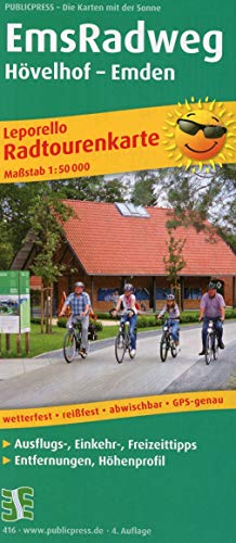 EmsRadweg, Hövelhof - Emden: Leporello Radtourenkarte mit Ausflugszielen, Einkehr- & Freizeittipps, wetterfest, reissfest, abwischbar, GPS-genau. 1:50000 (Leporello Radtourenkarte: LEP-RK)