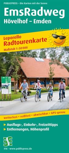 EmsRadweg, Hövelhof - Emden: Leporello Radtourenkarte mit Ausflugszielen, Einkehr- & Freizeittipps, wetterfest, reissfest, abwischbar, GPS-genau. 1:50000 (Leporello Radtourenkarte: LEP-RK)