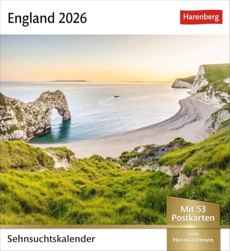 England Sehnsuchtskalender 2026 - Wochenkalender mit 53 Postkarten: Fernweh in einem Foto-Kalender zum Aufstellen. Die schönsten Landschaften Englands ... zum Aufhängen (Postkartenkalender Harenberg) von Harenberg