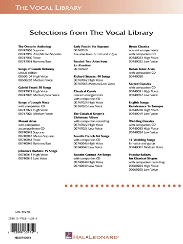 English Songs Renaissance To Baroque High Voice: The Vocal Library