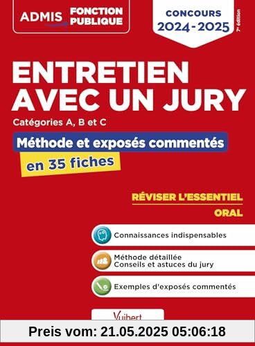 Entretien avec un jury - Concours de catégories A, B et C - Méthodes et exercices: L'essentiel en 35 fiches - Concours 2024-2025