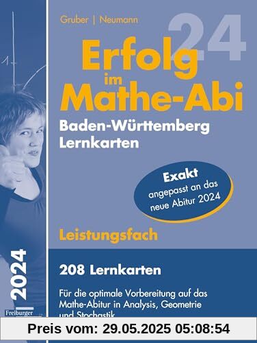 Erfolg im Mathe-Abi 2024, 208 Lernkarten Leistungsfach Allgemeinbildendes Gymnasium Baden-Württemberg