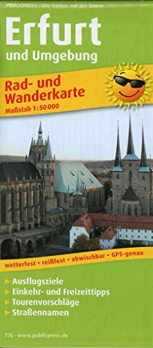 Erfurt und Umgebung: Rad- und Wanderkarte mit Ausflugszielen, Einkehr- & Freizeittipps, Straßennamen, wetterfest, reißfest, abwischbar, GPS-genau. 1:50000 (Rad- und Wanderkarte: RuWK) von Publicpress