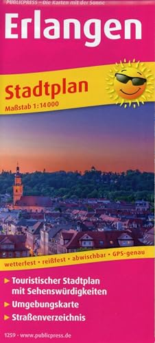 Erlangen: Touristischer Stadtplan mit Sehenswürdigkeiten und Straßenverzeichnis. 1:14000 (Stadtplan: SP) von FREYTAG-BERNDT UND ARTARIA