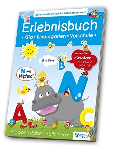 Erlebnisbuch - Buchstaben: Ich lerne erste Buchstaben kennnen!. Malen, Rätseln, Stickern. Extragoße Sticker für kleine Hände!