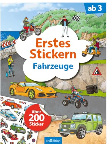 Erstes Stickern – Fahrzeuge: Über 200 Sticker | Erstes Stickerheft für Kindergarten-Kinder ab 3 Jahren von Ars Edition