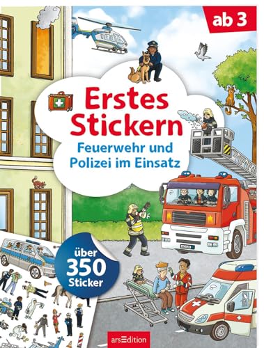 Erstes Stickern – Feuerwehr und Polizei im Einsatz: Über 350 Sticker | Erstes Stickerheft für Kindergarten-Kinder ab 3 Jahren Erstes Stickern – Feuerwehr und Polizei im Einsatz: Über 350 Sticker | Erstes Stickerheft für Kindergarten-Kinder ab 3 Jahren