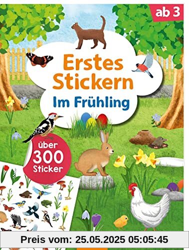Erstes Stickern – Im Frühling: Über 300 Sticker | Erstes Stickerheft für Kindergarten-Kinder ab 3 Jahren