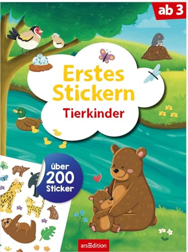 Erstes Stickern – Tierkinder: Über 200 Sticker | Erstes Stickerheft für Kindergartenkinder ab 3 Jahren von arsEdition