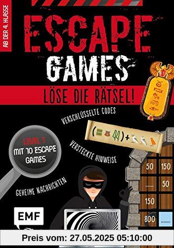Escape Games Level 1 (rot) – Löse die Rätsel! – 10 Escape Games ab der 4. Klasse: Mit verschlüsselten Codes, versteckten Hinweisen und geheimen Nachrichten