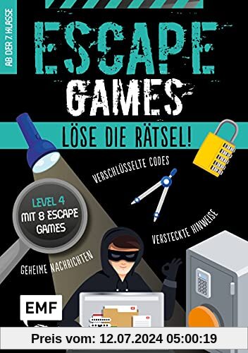 Escape Games Level 4 (türkis) – Löse die Rätsel! – 8 Escape Games ab der 7. Klasse: Mit verschlüsselten Codes, versteckten Hinweisen und geheimen Nachrichten