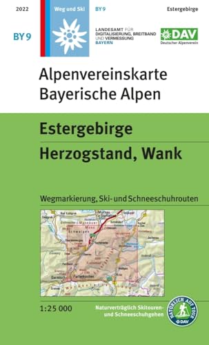 Estergebirge, Herzogstand, Wank: Topographische Karte 1:25.000 mit Wegmarkierung, Ski- und Schneeschuhrouten (Alpenvereinskarten) von Deutscher Alpenverein