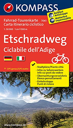 KOMPASS Fahrrad-Tourenkarte Etschradweg - Ciclabile dell'Adige 1:50.000: Leporello Karte, reiß- und wetterfest