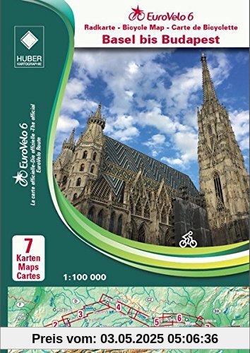 EuroVelo 6 (Basel - Budapest) 1: 100 000: 7 Fahrradkarten in einem Set / Cycle Map Set (7 Maps) 1:100 000