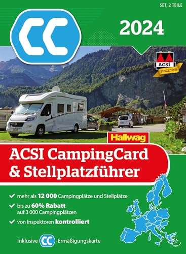 ACSI CampingCard & Stellplatzführer 2024: Bestehend aus 2 Bänden inkl. ACSI CampingCard Ermässigungskarte (Hallwag ACSI Campingführer)
