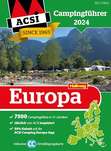 ACSI Campingführer Europa 2024: Bestehend aus 2 Bänden inkl. ACSI CampingCard Ermässigungskarte (Hallwag ACSI Campingführer) von Hallwag