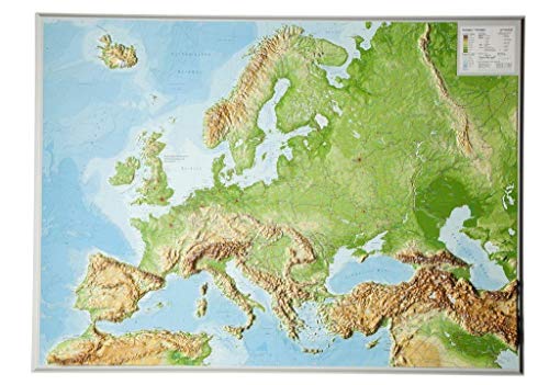 Europa Gross 1:8.000.000 ohne Rahmen: Reliefkarte Europa (Tiefgezogenes Kunststoffrelief) von georelief Vertriebs GbR