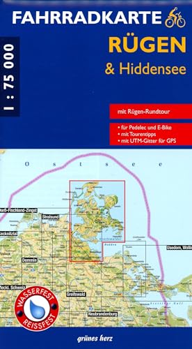 Fahrradkarte Rügen & Hiddensee: Mit Rügen-Rundtour. Wasser- und reißfest. (Fahrradkarten) von Grünes Herz