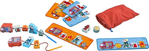 HABA 304652 - Fädelspiel Feuerwehr, Lernspiel und Motorikspielzeug ab 18 Monaten, Holzfiguren zum Fädeln mit bunten Feuerwehrmotiven HABA 304652 - Fädelspiel Feuerwehr, Lernspiel und Motorikspielzeug ab 18 Monaten, Holzfiguren zum Fädeln mit bunten Feuerwehrmotiven