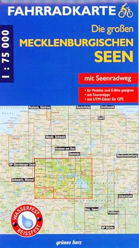 Fahrradkarte Die großen Mecklenburgischen Seen: Mit Mecklenburgischer Seen-Radweg. Mit UTM-Gitter für GPS. Wasser- und reißfest. (Fahrradkarten)