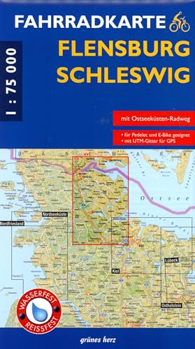 Fahrradkarte Flensburg, Schleswig: Wasser- und reißfest. von Grünes Herz
