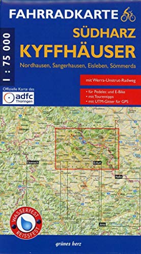 Fahrradkarte Südharz, Kyffhäuser: Mit Nordhausen, Sangerhausen, Eisleben, Sömmerda und Kyffhäuser-Radweg. Offizielle Karte des ADFC-Landesverbandes ... Wasser- und reißfest. (Fahrradkarten)