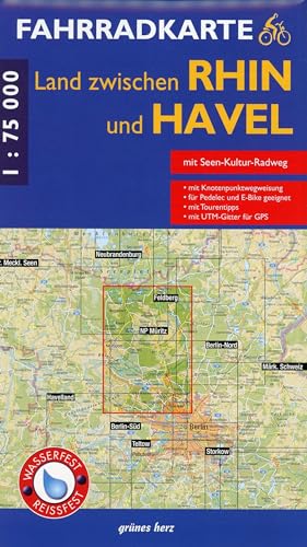 Fahrradkarte Land zwischen Rhin und Havel: Mit UTM-Gitter für GPS. Maßstab 1:75.000. Wasser- und reißfest. (Fahrradkarten)