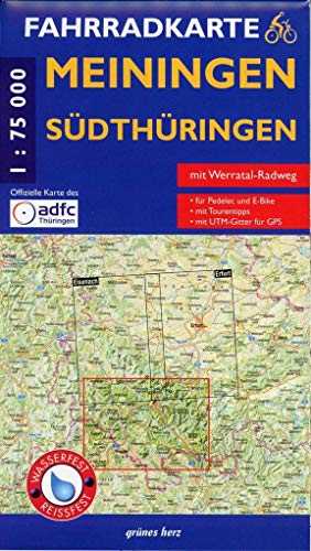 Fahrradkarte Meiningen, Südthüringen: Mit Röhn-Rennsteig-Radweg. Mit UTM-Gitter für GPS. Offizielle Karte des ADFC-Landesverbandes Thüringen. Wasser- ... Ilmenau, Suhl. 1:75.000 (Fahrradkarten)