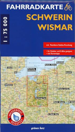 Fahrradkarte Schwerin, Wismar: Mit Residenz-Städte-Radweg. Maßstab 1:75.000. Wasser- und reißfest. (Fahrradkarten) von Grünes Herz