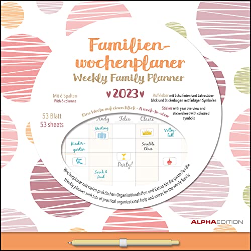 Familien Wochenkalender Dots 2023 - Familien-Timer - Termin-Planer - Kinder-Kalender - Familien-Kalender - 30,5x30,5 von Alpha Edition