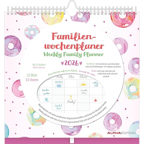 Familien Wochenkalender Dots 2026 - Familien-Timer - Termin-Planer - Kinder-Kalender - Familien-Kalender - 30,5x30,5 von ALPHA EDITION