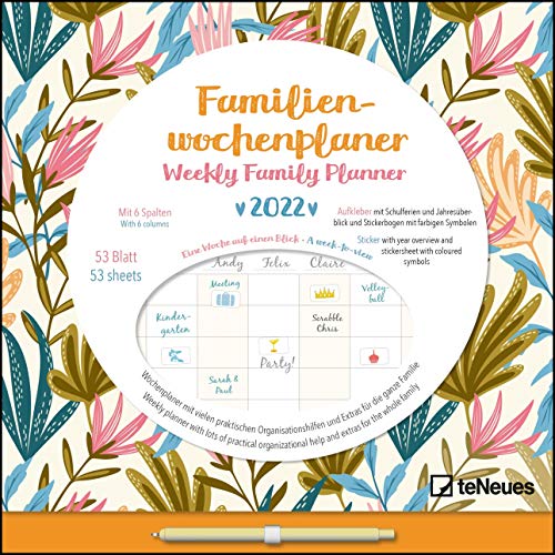 Familien Wochenkalender Flowers 2022 - Familien-Timer - Termin-Planer - Kinder-Kalender - Familien-Kalender - 30,5x30,5 von teNeues