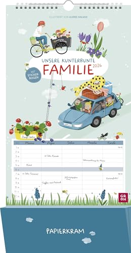Familienplaner 2026: Unsere kunterbunte Familie: Der perfekte "Family Organizer" mit 5 Spalten, Zetteltasche und Stickerbogen von Groh