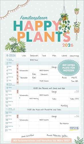 Familienplaner Happy Plants 2026 von Korsch Verlag