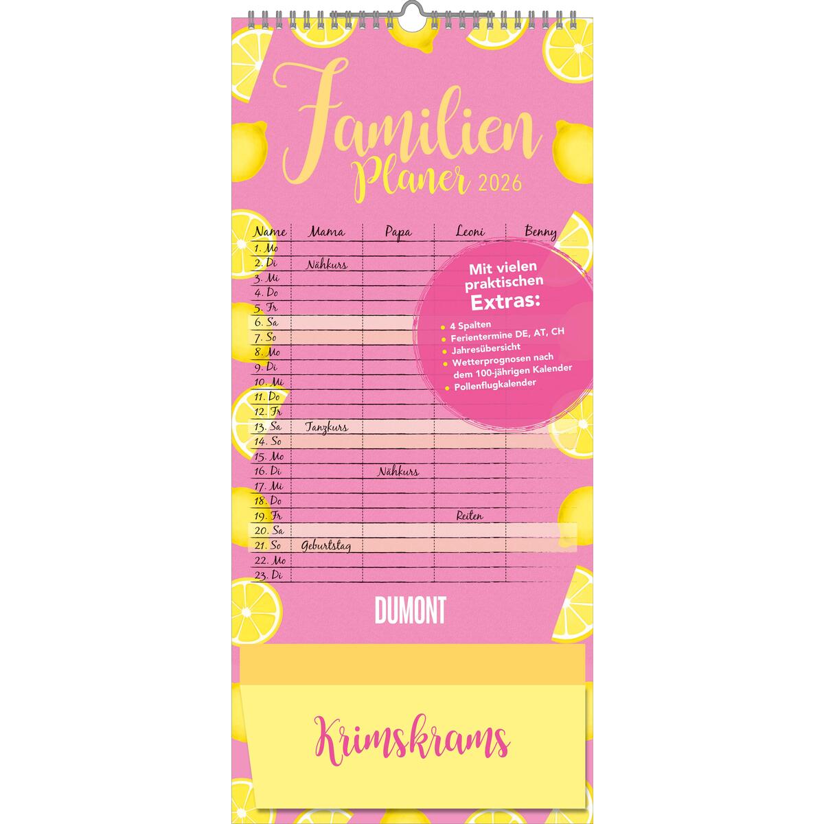 Familienplaner Krimskrams mit Tasche 2026 - 4 Spalten - Familienkalender 22x49 c... Familienplaner Krimskrams mit Tasche 2026 - 4 Spalten - Familienkalender 22x49 c... von DuMont Kalenderverlag