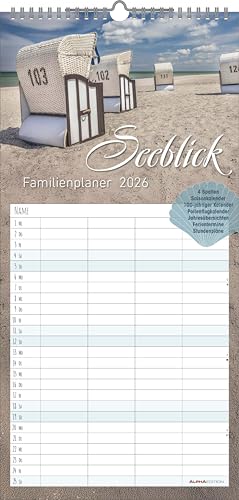 Familienplaner Seeblick 2026 - Familien-Timer 22x45 cm - mit Ferienterminen - 4 Spalten - Wand-Planer - mit vielen Zusatzinformationen - Alpha Edition von ALPHA EDITION