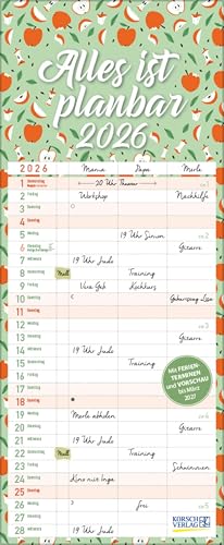 Familientimer Alles ist planbar 2026: Familienkalender, 3 Spalten. Familientimer mit Ferienterminen, extra Spalte und Vorschau bis März 2027. Kleines Format: 14 x 34 cm von Korsch Verlag
