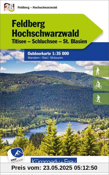 Feldberg - Hochschwarzwald Nr. 26. Outdoorkarte Deutschland 1:35 000: Titisee, Schluchsee, St. Blasien, water resistant, free Download mit HKF Maps App (Kümmerly+Frey Outdoorkarten Deutschland)