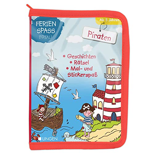 Ferienspaß total! - Piraten: Geschichten, Rätsel, Mal- und Stickerspaß in einem Set für Kinder ab 5 Jahren von Lingen Verlag
