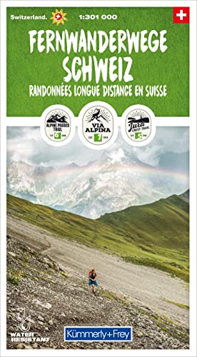Fernwanderwege Schweiz 1:301 000: Randonnées longue distance en Suisse (Kümmerly+Fery Wanderkarten Divers)