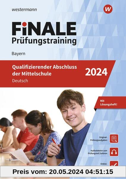 FiNALE Prüfungstraining Qualifizierender Abschluss Mittelschule Bayern: Deutsch 2024 Arbeitsbuch mit Lösungsheft