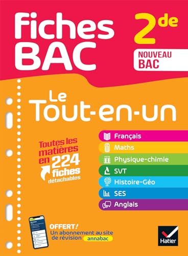 Fiches bac - Le Tout-en-un 2de (toutes les matières) - 2024-2025: Français, Maths, Physique-chimie, SVT, Histoire-Géographie, SES, Anglais von HATIER