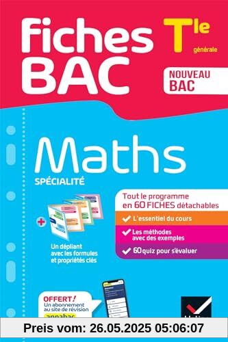 Fiches bac Maths Tle (spécialité) - Bac 2024: tout le programme en fiches de révision détachables