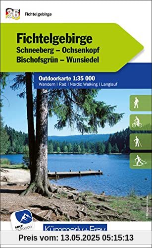 Fichtelgebirge Nr. 36 Outdoorkarte Deutschland 1:35 000: Schneeberg, Ochsenkopf, Bischofsgrün, Wunsiedel, water resistant, free Download mit HKF Outdoor App (Kümmerly+Frey Outdoorkarten Deutschland)