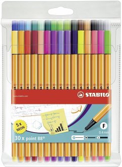 Fineliner - STABILO point 88 - 30er Pack - mit 30 verschiedenen Farben inklusive 5 Neonfarben von Stabilo