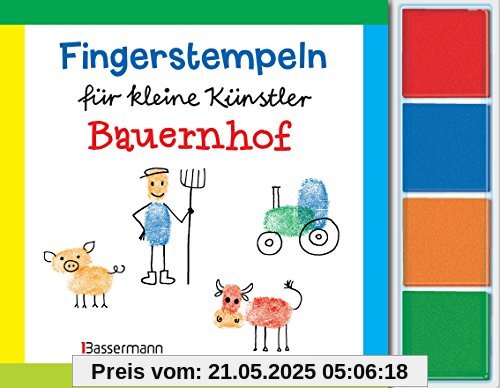 Fingerstempeln f.kl. Künstler- Bauernhof-Set: Bauernhof. Mit vier Fingerstempelfarben