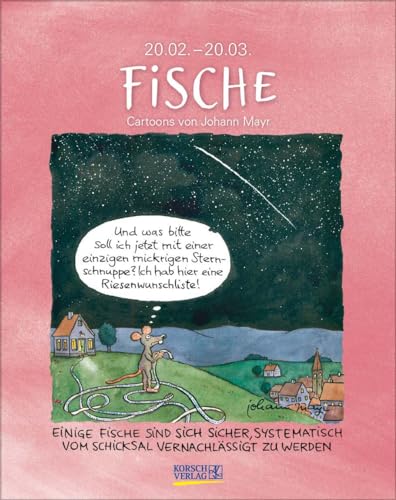 Fische 2024: Sternzeichenkalender-Cartoonkalender als Wandkalender im Format 19 x 24 cm. von Korsch Verlag