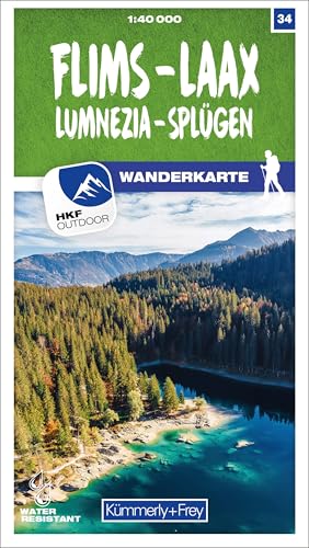 Kümmerly+Frey Wanderkarte 34 Flims, Laax 1:40.000: Mit Lumnezia und Splügen. Wetterfest, matt laminiert und mit free Download von Kmmerly und Frey